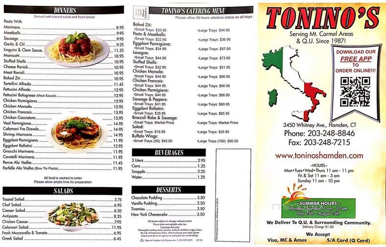 Tonino's Pizzeria & Ristorante - Hamden, CT