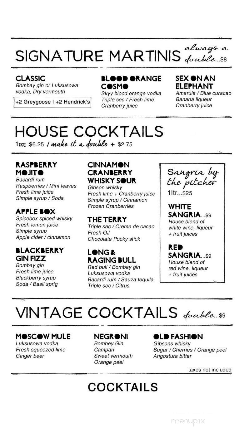 NV Kitchen + Bar - Guelph, ON menu_pic