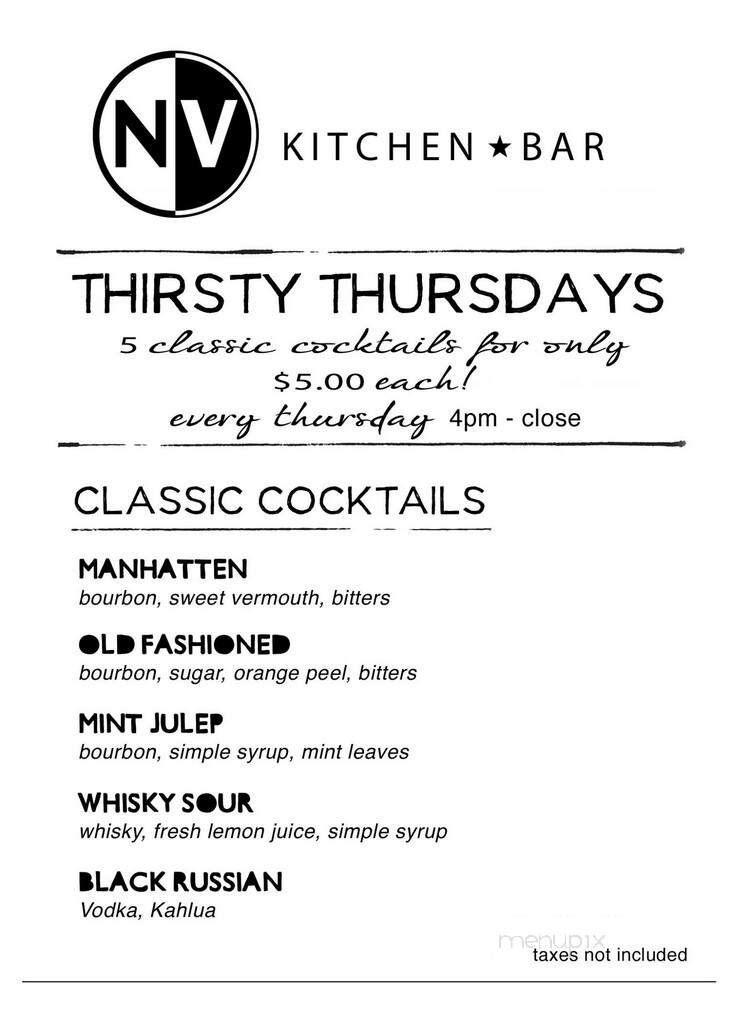 NV Kitchen + Bar - Guelph, ON menu_pic