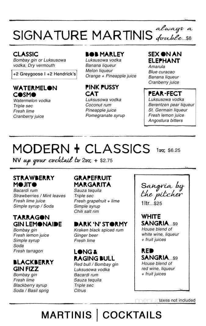 NV Kitchen + Bar - Guelph, ON menu_pic