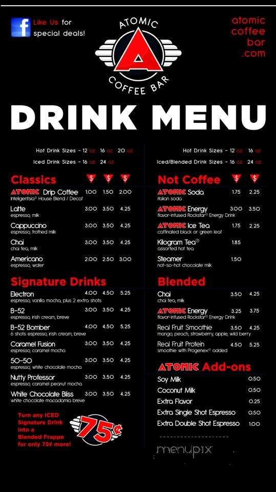 Atomic Coffee Bar - Davenport, IA menu_pic