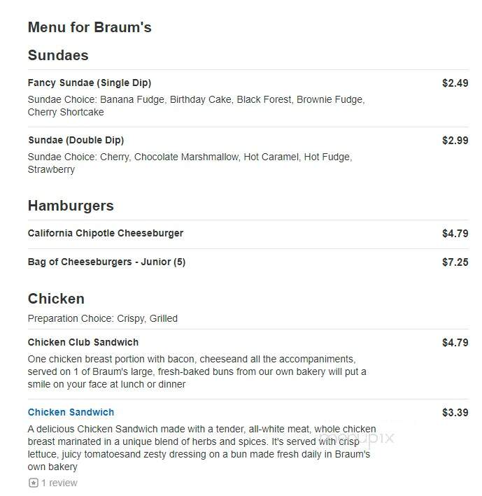 Braum's - Murphy, TX menu_pic