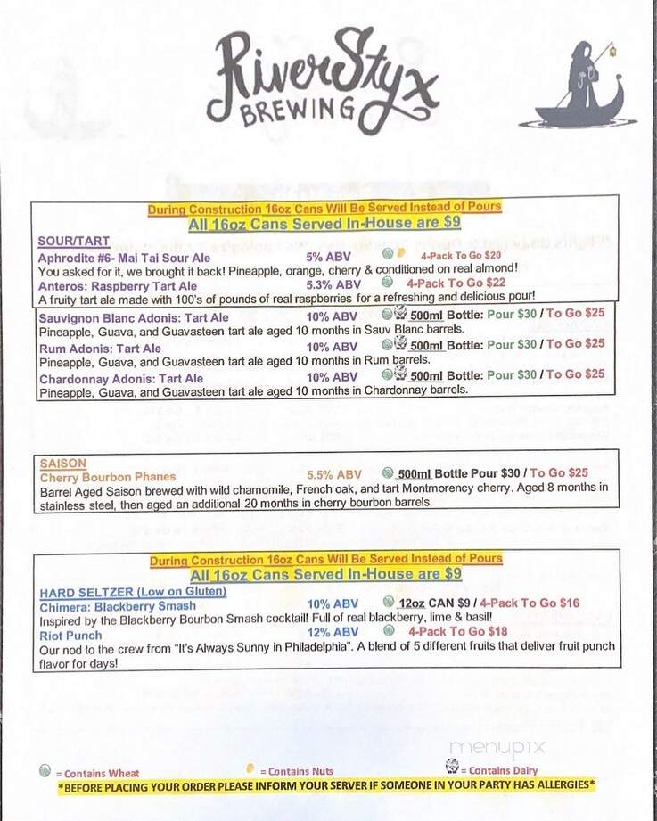 River Styx Brewing - Fitchburg, MA menu_pic