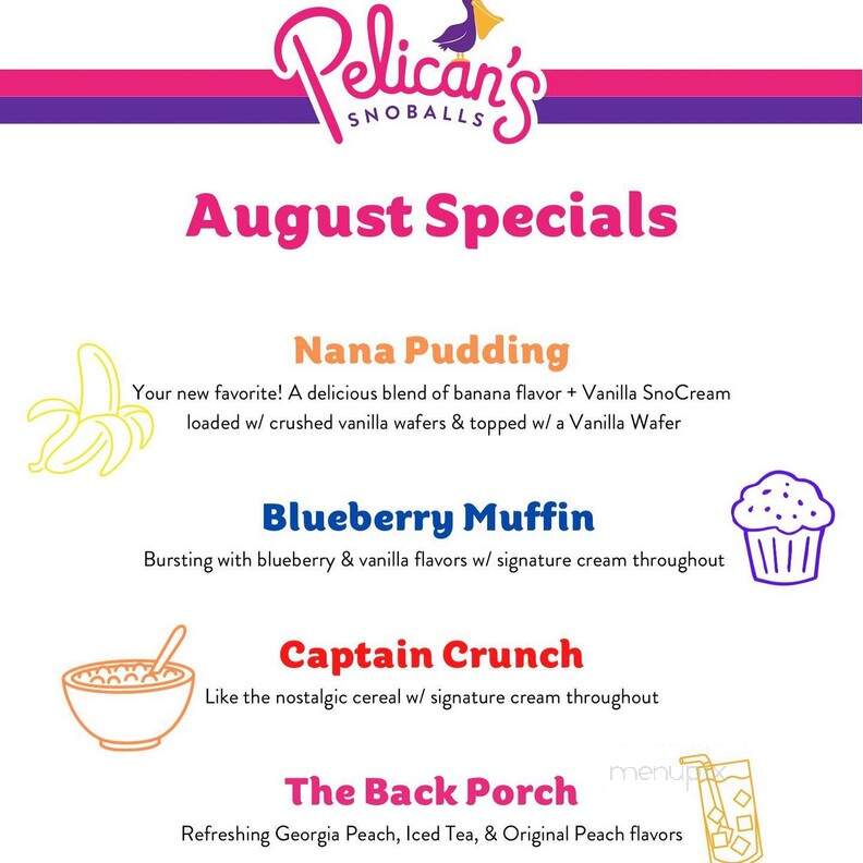 Pelican's SnoBalls - Fort Worth, TX menu_pic