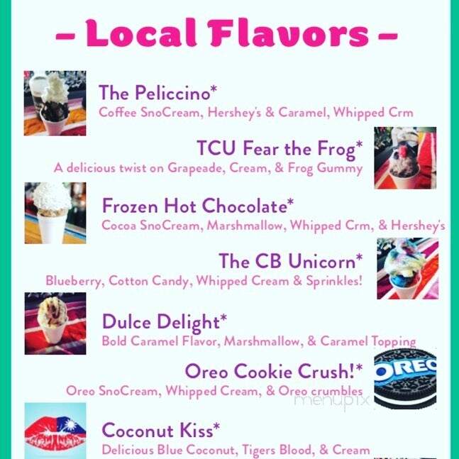 Pelican's SnoBalls - Fort Worth, TX menu_pic