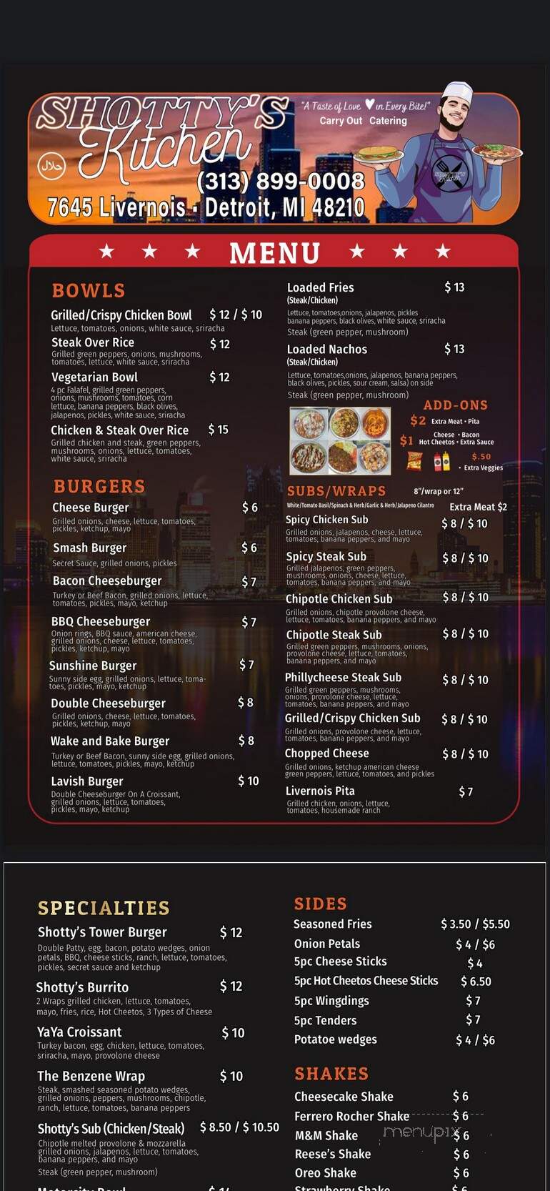 Shottys Kitchen Halal - Detroit, MI menu_pic