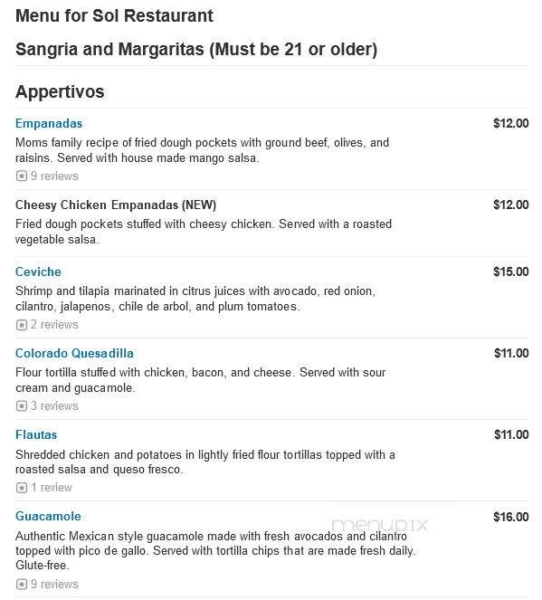 Sol Restaurant - Woodcliff Lake, NJ menu_pic