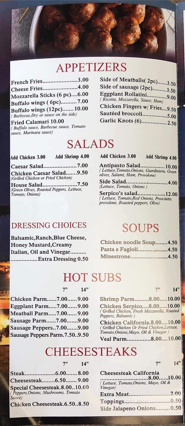 Serpico's - Brick Township, NJ menu_pic