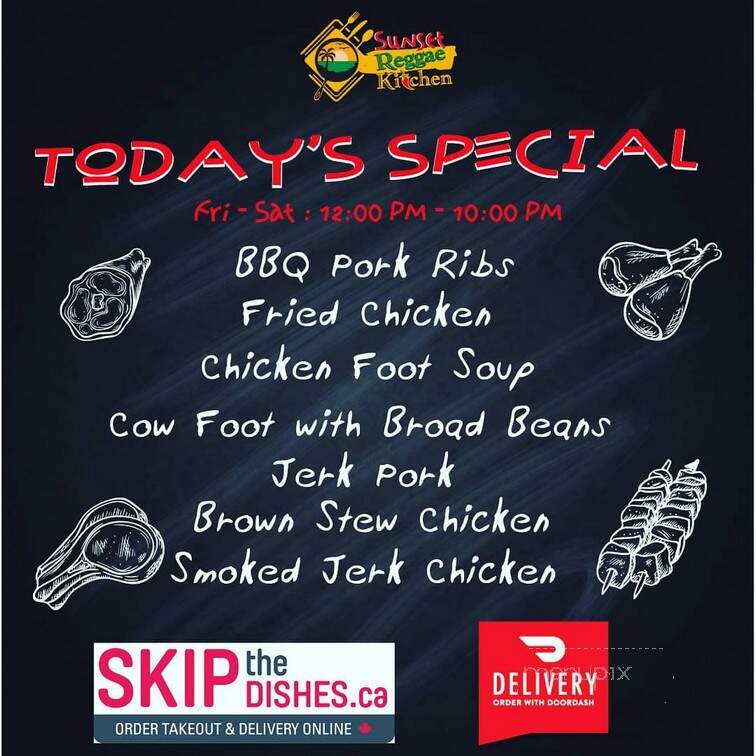 Sunset Reggae Kitchen - Edmonton, AB menu_pic