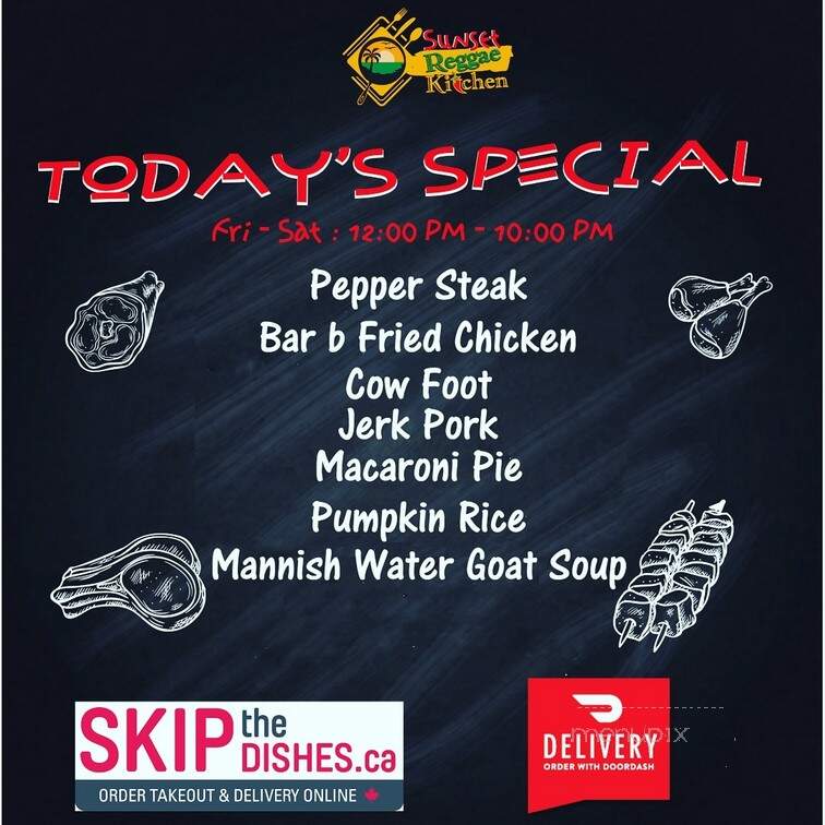Sunset Reggae Kitchen - Edmonton, AB menu_pic