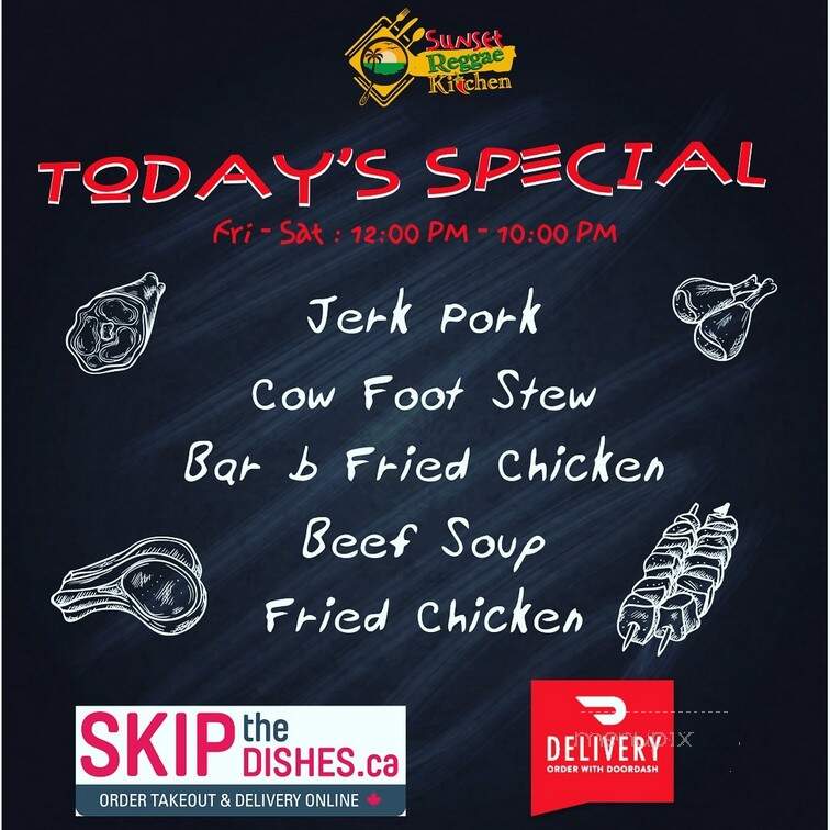 Sunset Reggae Kitchen - Edmonton, AB menu_pic