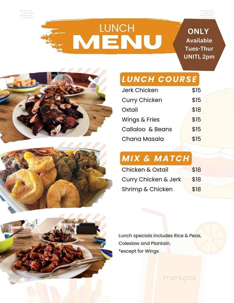 Sunset Reggae Kitchen - Edmonton, AB menu_pic