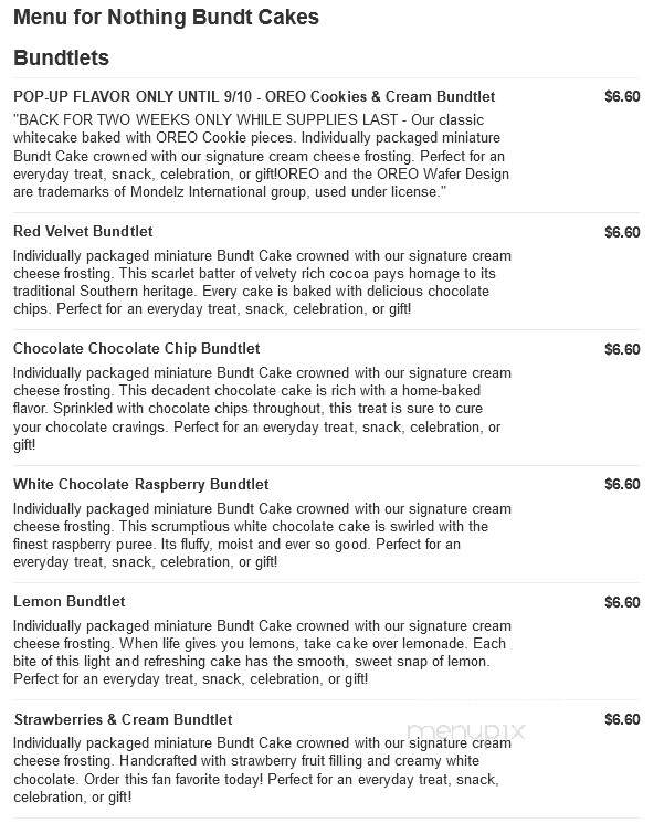 Nothing Bundt Cakes - Prosper, TX menu_pic