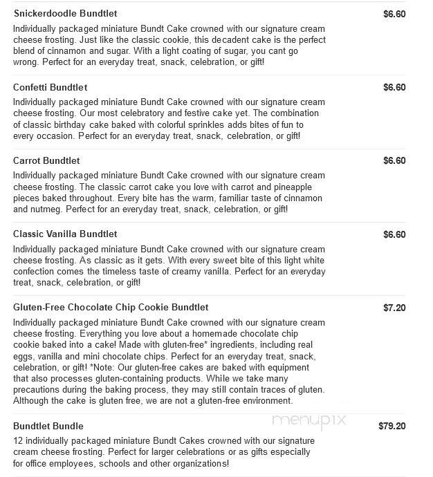 Nothing Bundt Cakes - Prosper, TX menu_pic