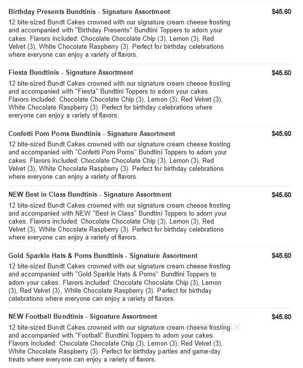 Nothing Bundt Cakes - Prosper, TX menu_pic