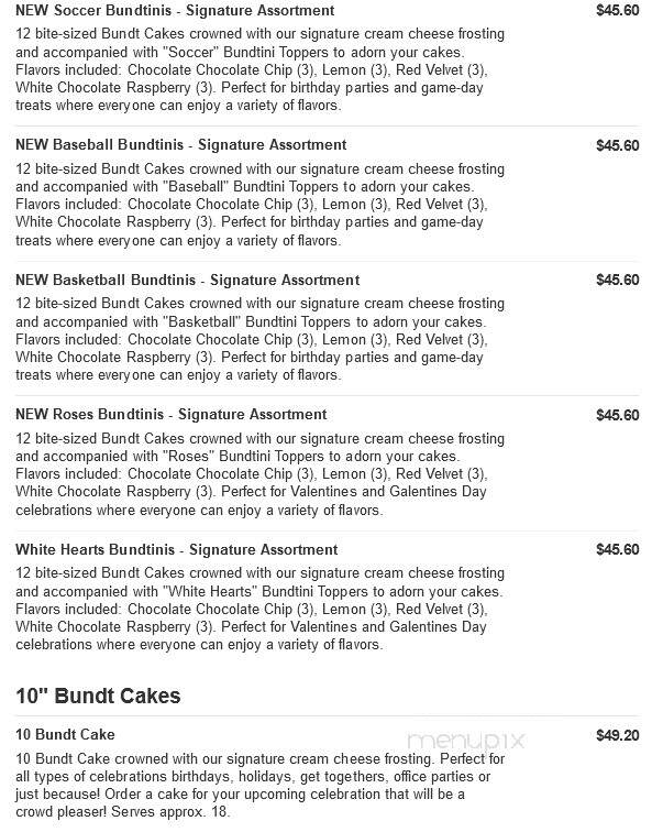 Nothing Bundt Cakes - Prosper, TX menu_pic