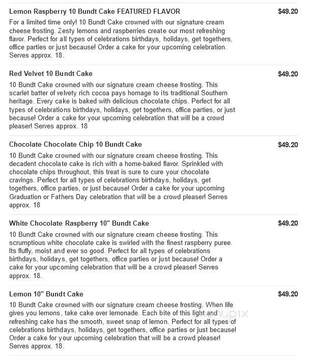 Nothing Bundt Cakes - Prosper, TX menu_pic