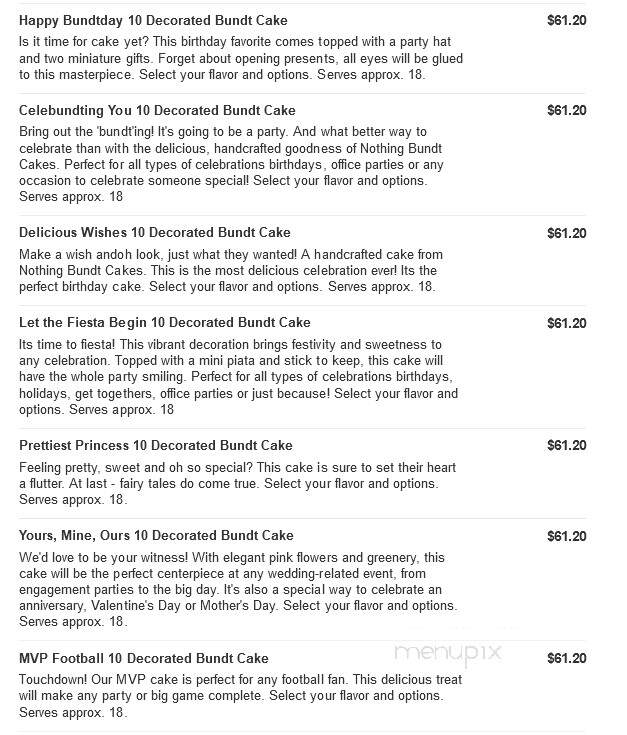 Nothing Bundt Cakes - Prosper, TX menu_pic