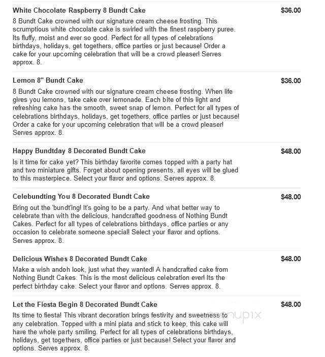 Nothing Bundt Cakes - Prosper, TX menu_pic