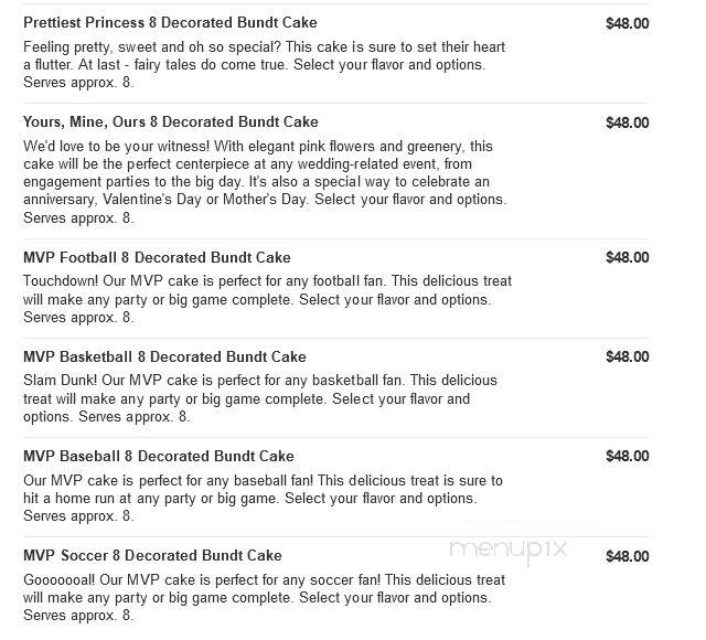 Nothing Bundt Cakes - Prosper, TX menu_pic