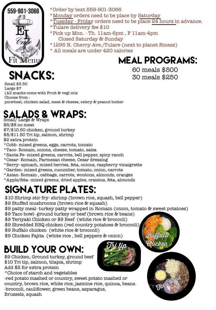 E.I. Cafe & Fit Meals - Tulare, CA menu_pic