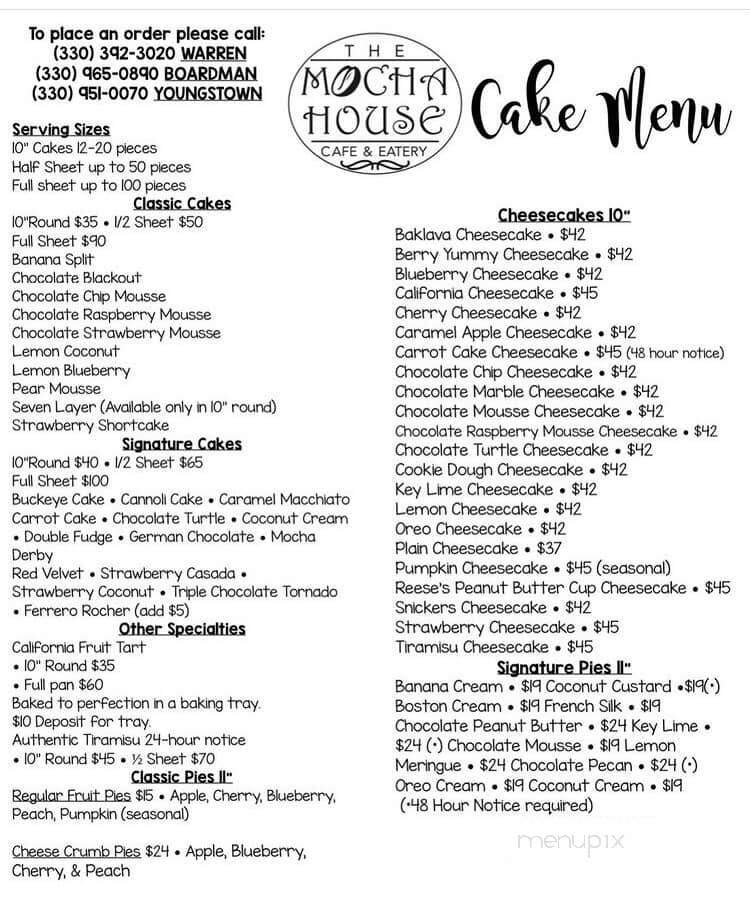 The Mocha House - Youngstown, OH menu_pic