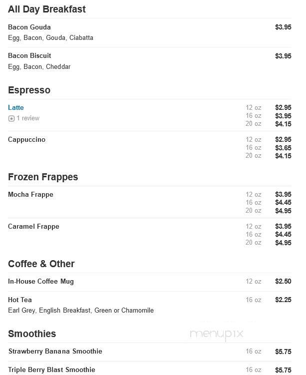 Condor Coffee Shop - Weston, WI menu_pic