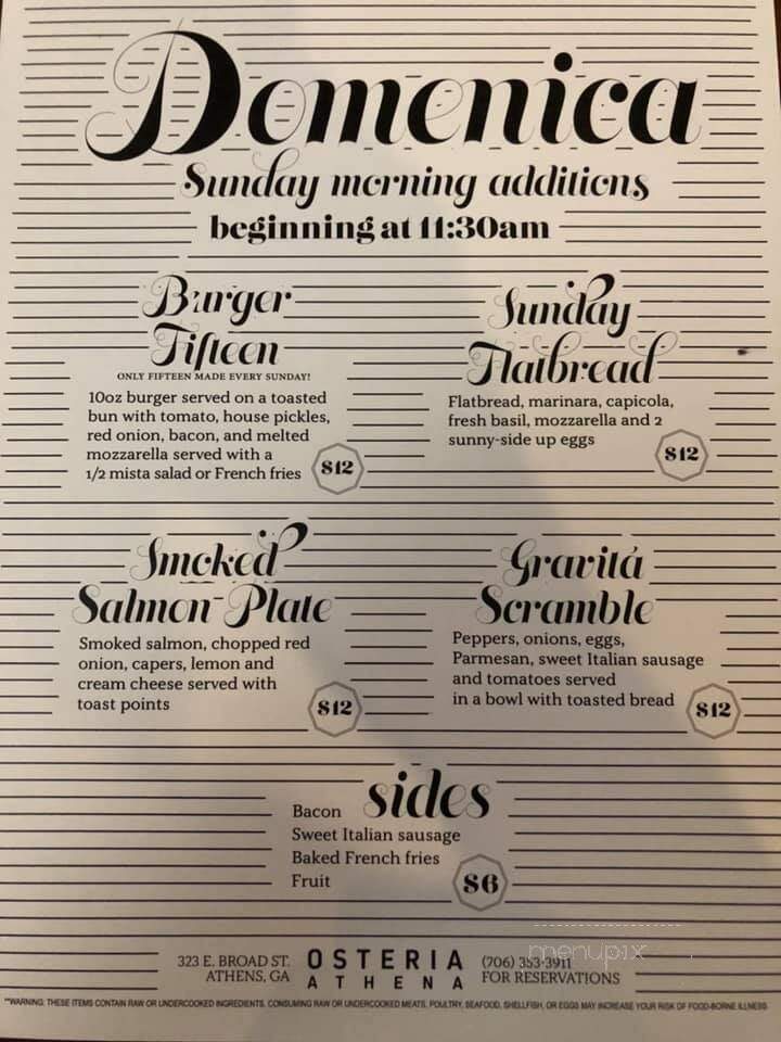 Osteria Athena - Athens, GA menu_pic