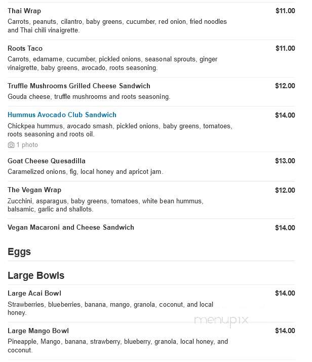 Roots Smoothie & Juice Bar - Hendersonville, NC menu_pic