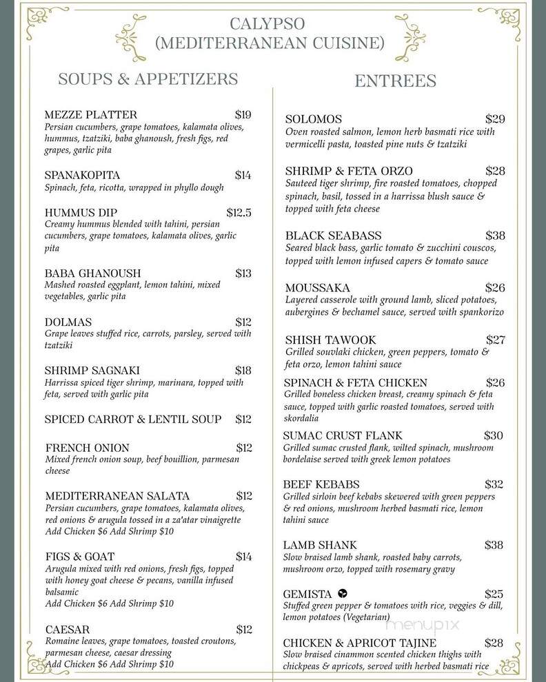 Calypso - Skippack, PA menu_pic