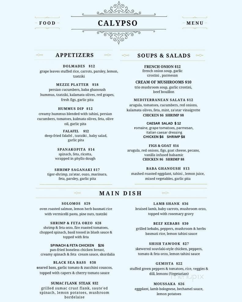 Calypso - Skippack, PA menu_pic