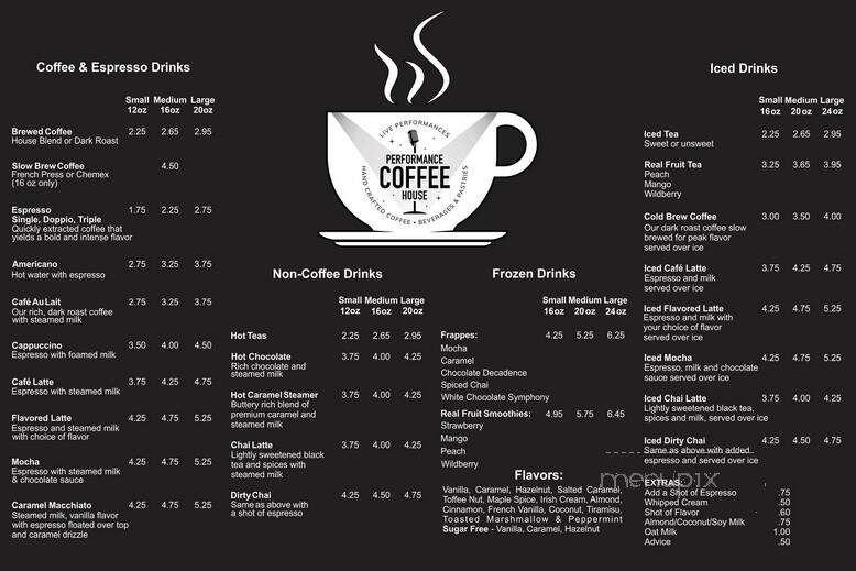 Performance Coffee House - Mooresville, NC menu_pic