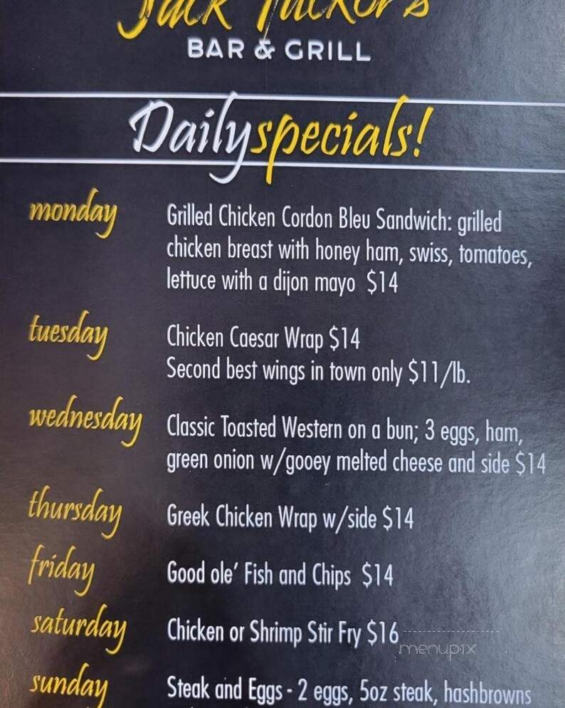 Jack Tucker's Bar and Grill - Belleville, ON menu_pic