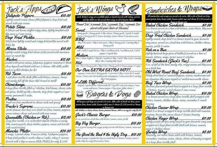 Jack Tucker's Bar and Grill - Belleville, ON menu_pic