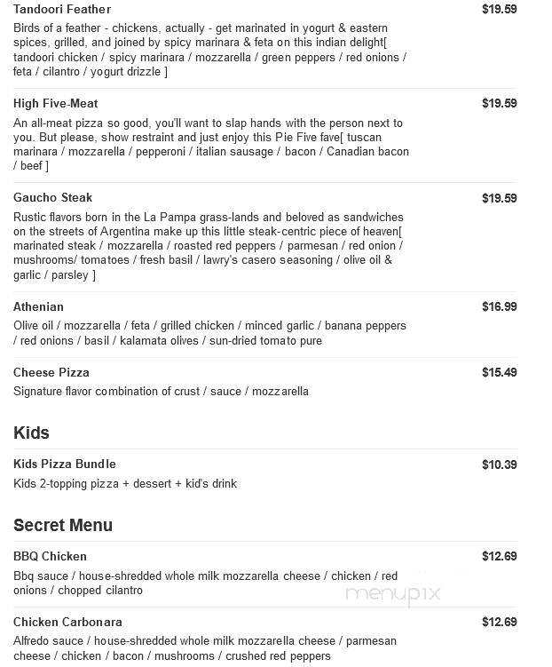 Pie Five Pizza - Danville, VA menu_pic