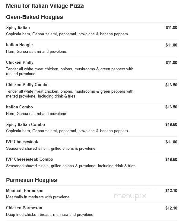 Italian Village Pizza - Washington, PA menu_pic