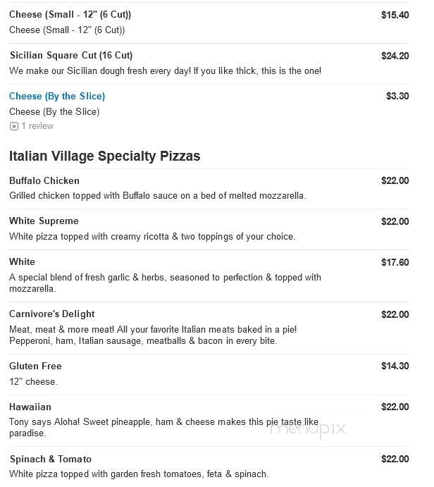Italian Village Pizza - Washington, PA menu_pic