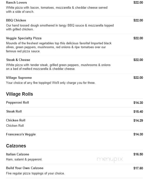 Italian Village Pizza - Washington, PA menu_pic