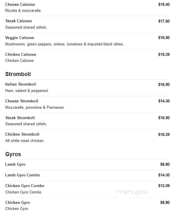 Italian Village Pizza - Washington, PA menu_pic