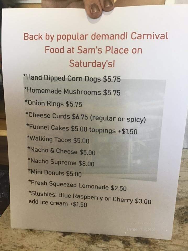 Sam's Place & Diner - Cornell, WI menu_pic