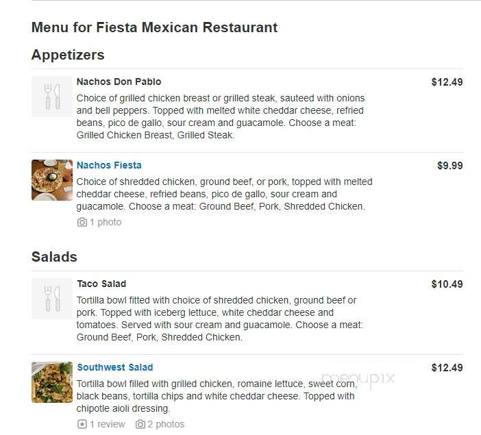 Fiesta Mexican Restaurant - Dartmouth, MA menu_pic