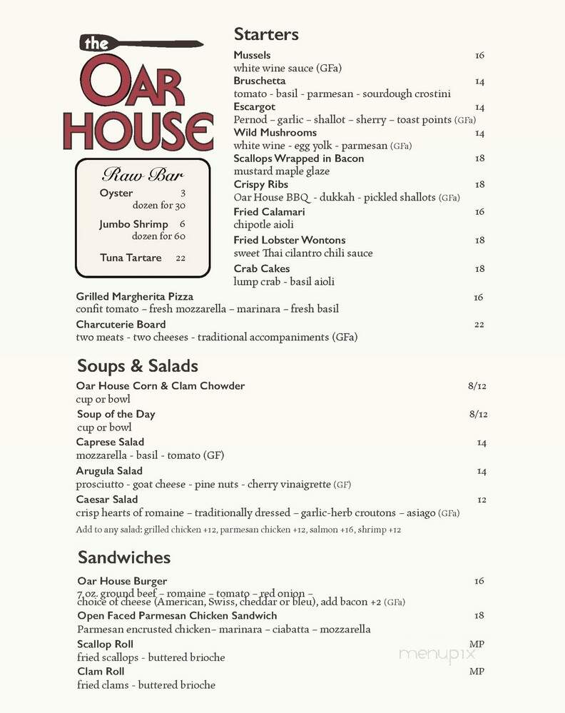 The Oar House - Portsmouth, NH menu_pic