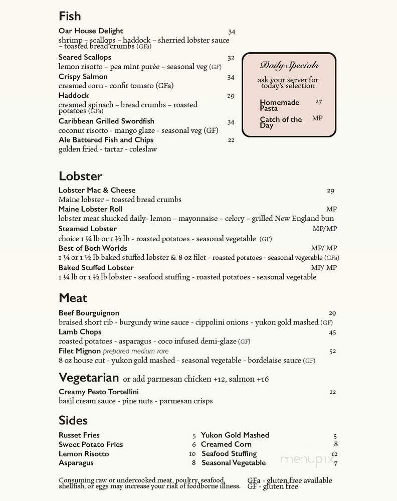 The Oar House - Portsmouth, NH menu_pic