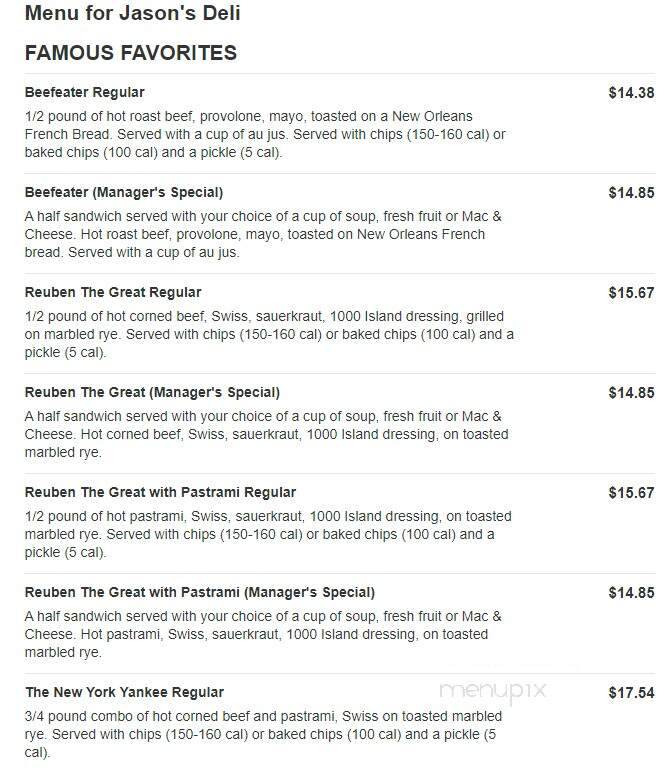 Jason's Deli - Fort Worth, TX menu_pic