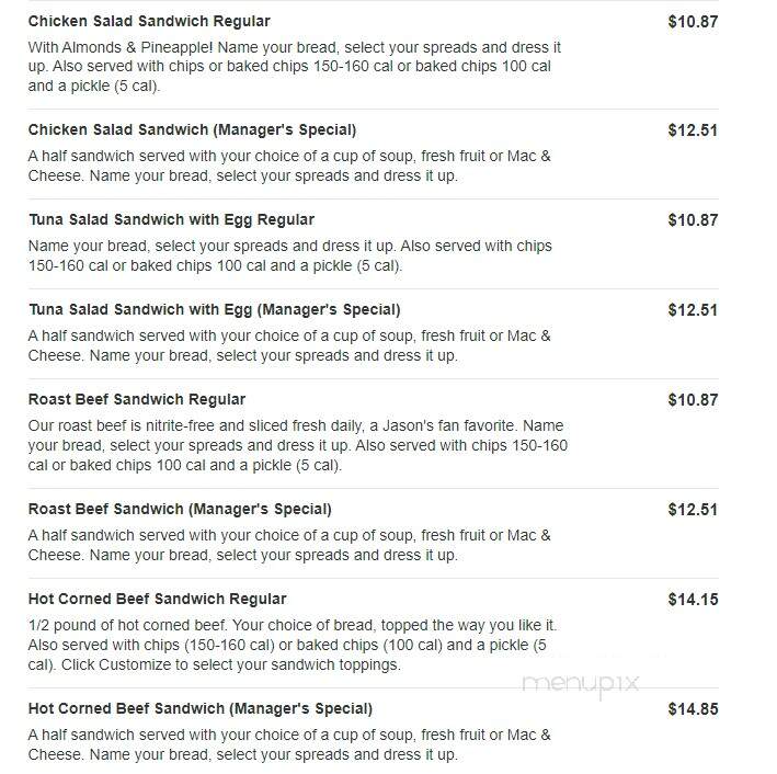 Jason's Deli - Fort Worth, TX menu_pic