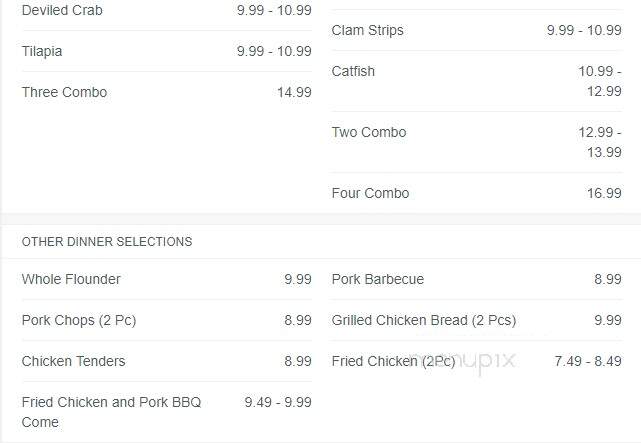 Fitzgerald's Seafood Restaurant - Rolesville, NC menu_pic