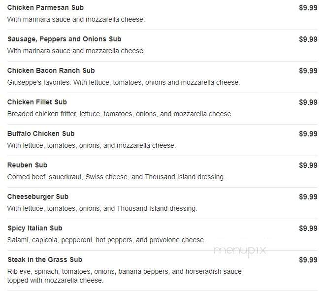 Giuseppes Pizzeria Deli - Watervliet, NY menu_pic