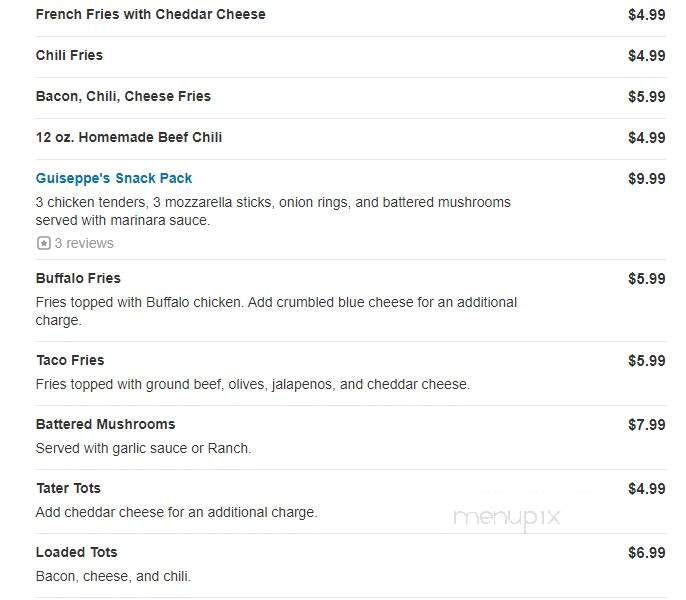 Giuseppes Pizzeria Deli - Watervliet, NY menu_pic