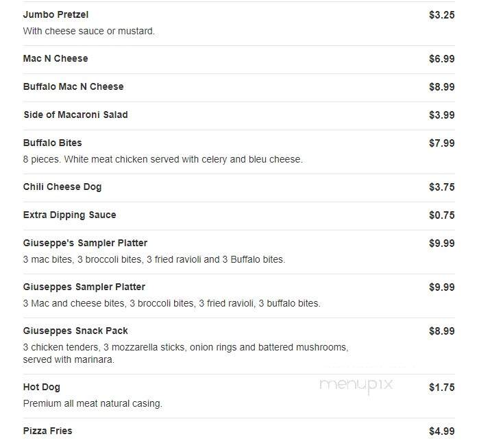 Giuseppes Pizzeria Deli - Watervliet, NY menu_pic