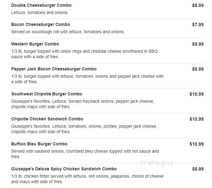 Giuseppes Pizzeria Deli - Watervliet, NY menu_pic
